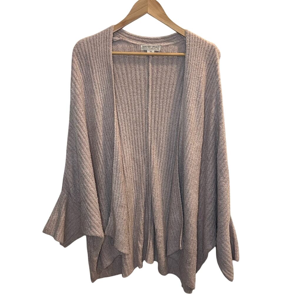 Barefoot Dreams Women's Dusty Pink Open Cardigan Size 3x  Ribbed Dolman Sleeve